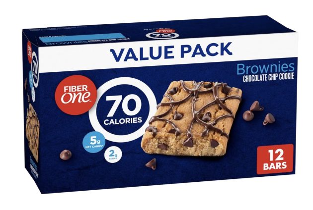 Fiber One 70 Calorie Brownies, Chocolate Chip Cookie Snack Bars, 2g Sugar, Value Pack, 12 Ct